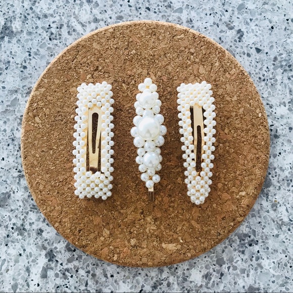 3-Piece Pearl Barette Set - NWOT - Picture 2 of 2